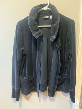 White Staq Velvet Black Women's Jacket Size Large Cotton Blend